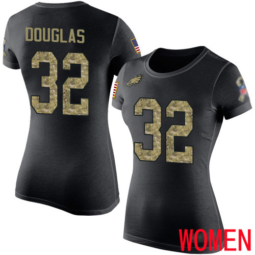 Women Philadelphia Eagles #32 Rasul Douglas Black Camo Salute to Service NFL T Shirt->nfl t-shirts->Sports Accessory